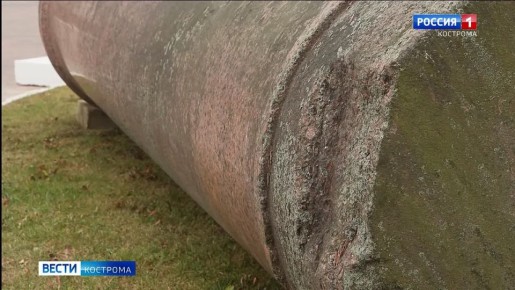 Чудом уцелевшая колонна царского памятника выставлена в Костромском кремле