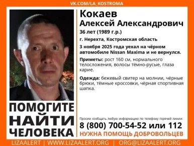 Житель костромского райцентра на черном автомобиле пропал без следа