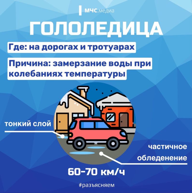 #МЧСРоссииРазъясняет. Гололёд или гололедица? Есть ли разница? Смотри в карточках МЧС России, а сам не плошай и соблюдай правила безопасности