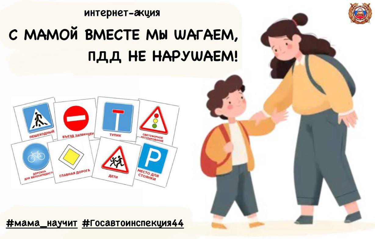 В преддверии Дня матери Госавтоинспекция Костромской области запускает интернет-акцию «С мамой вместе мы шагаем, ПДД не нарушаем!»