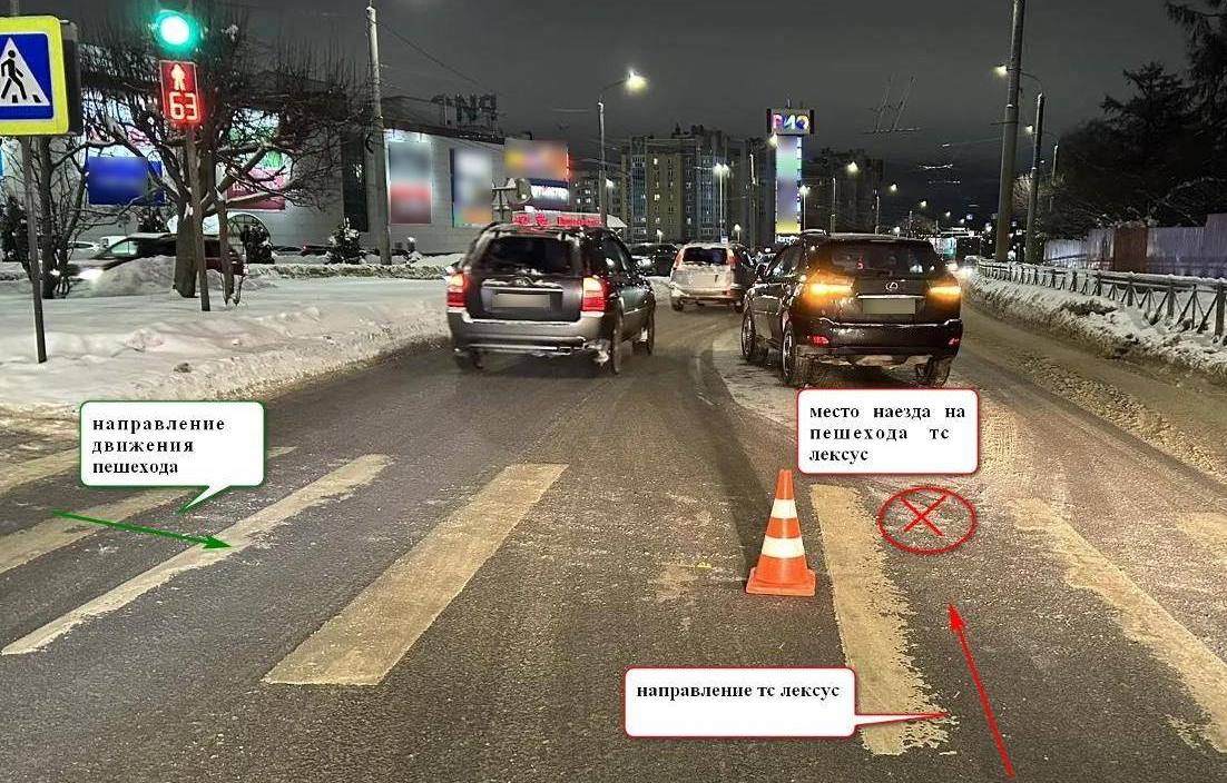 Женщина на «Лексусе» сбила пешехода на «зебре» в Костроме