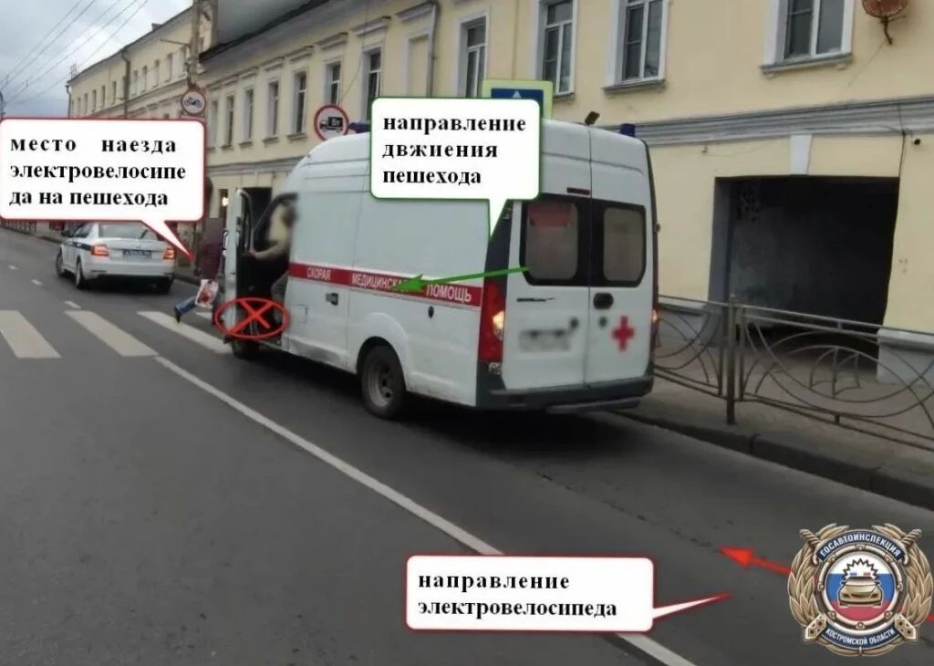 23-ЛЕТНЯЯ ДЕВУШКА ПОПАЛА ПОД КОЛЕСА ЭЛЕКТРОВЕЛОСИПЕДА В ЦЕНТРЕ КОСТРОМЫ
