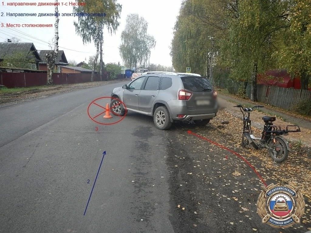 ПЕНСИОНЕР НА ЭЛЕКТРОВЕЛОСИПЕДЕ ПОПАЛ ПОД КОЛЕСА ИНОМАРКИ В КОСТРОМСКОМ РАЙЦЕНТРЕ